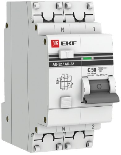 Автомат дифференциального тока АВДТ EKF PROxima АД-32 2п 50А 100мА 4,5кА C тип AC картинка